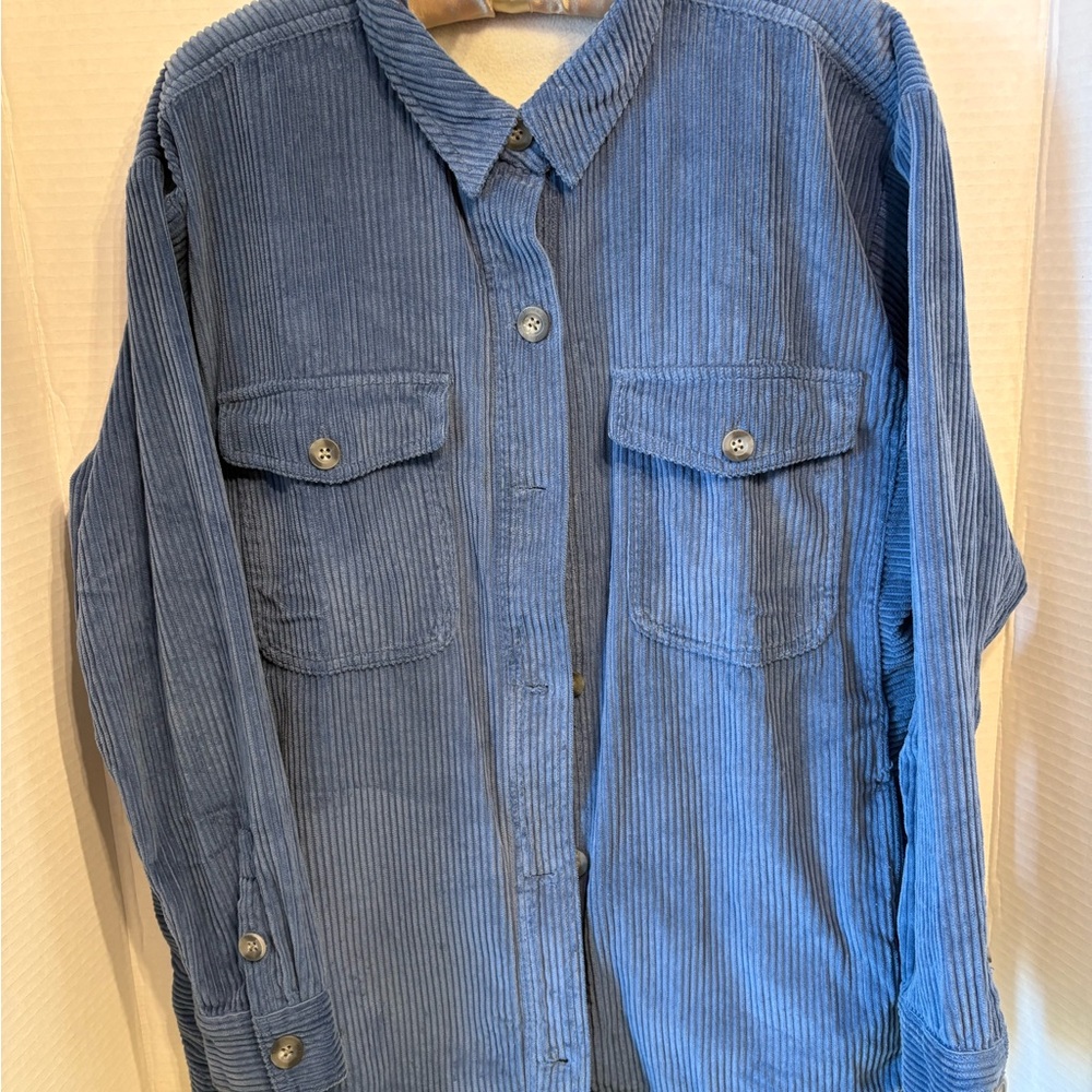 Eddie Bauer Women’s Large Blue Corduroy Shirt Jacket
